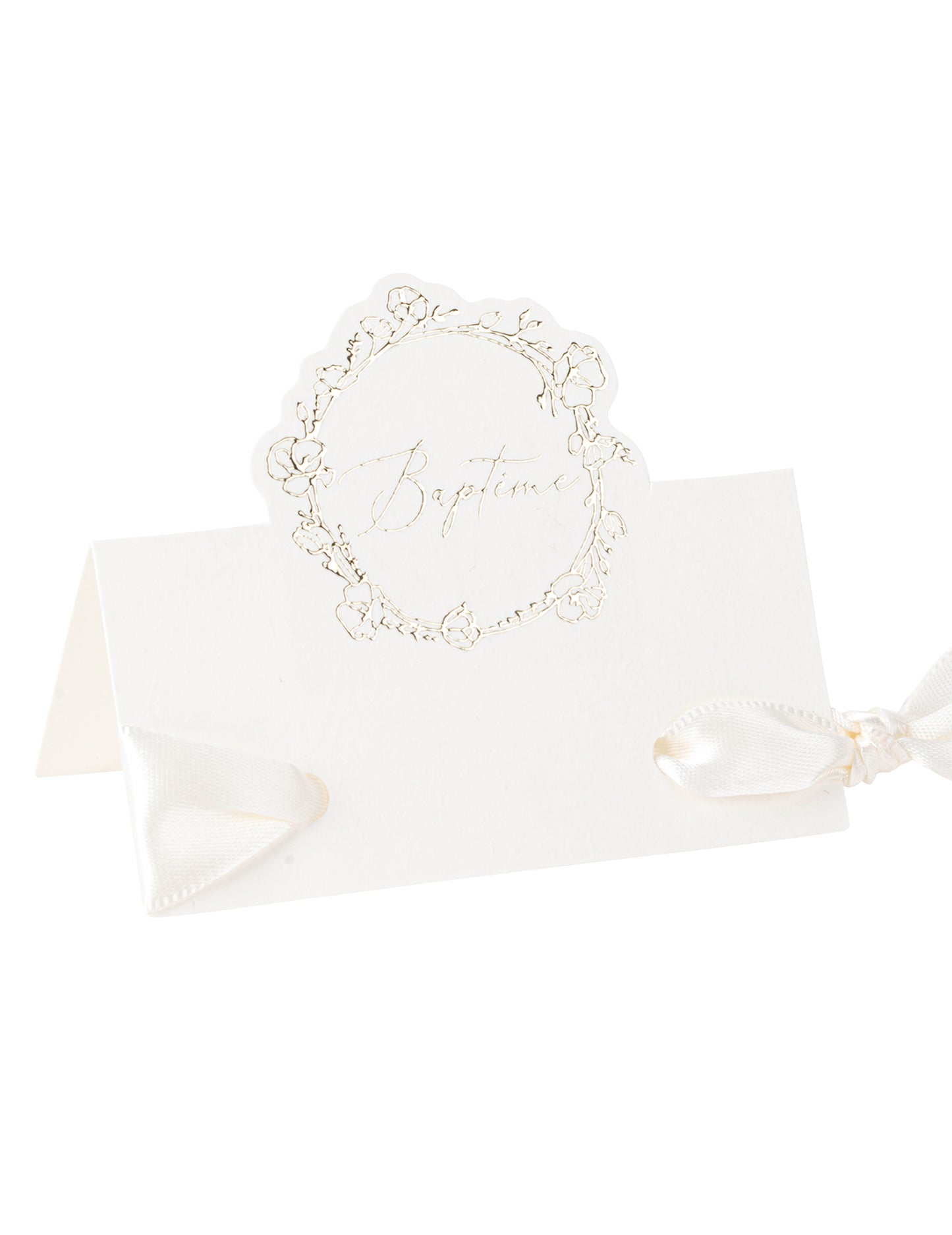 10 papírových značek na křest 8 x 6,5 cm zlatý květinový vzor