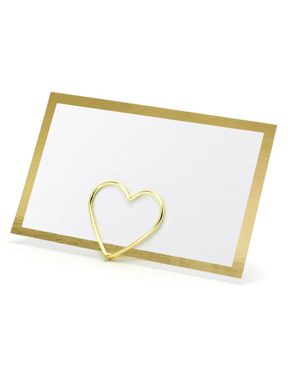 10 bílých a zlatých karet s umístěním 9,5 x 5,5 cm