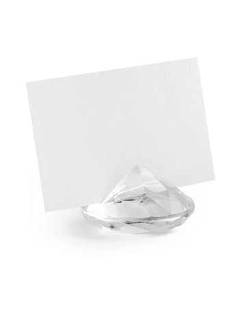 10 transparentních držáků na jmenovky diamant 4 x 3 cm na svatbu 