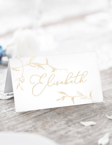 10 kartonových lístků se zlatými ratolestmi 9,5 x 5,5 cm na svatbu