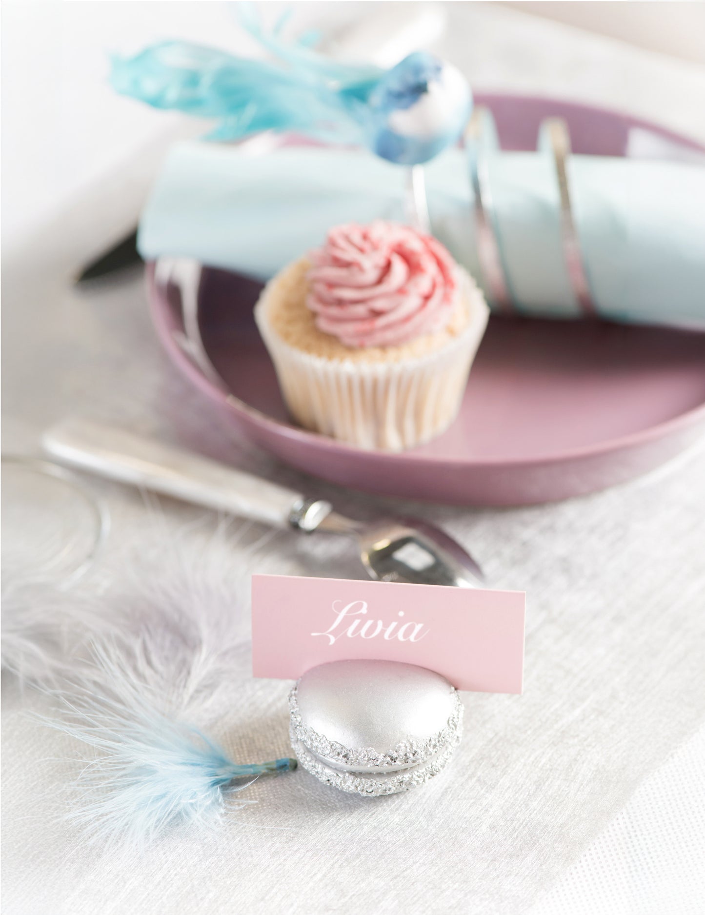 10 světle růžových obdélníkových jmenovek z kartonu 