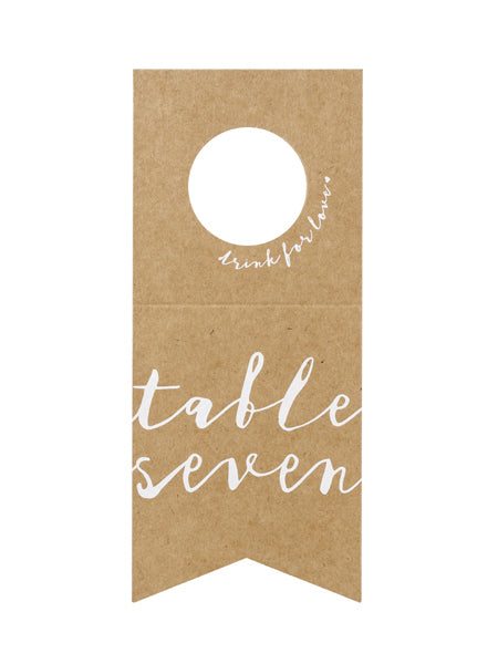 10 kraftových papírových tabulkových značek pro lahve s bílými čísly