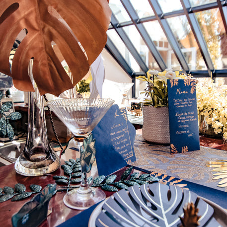 10 menu z mořských a měděných kapradin 22,5 x 11 cm na svatbu