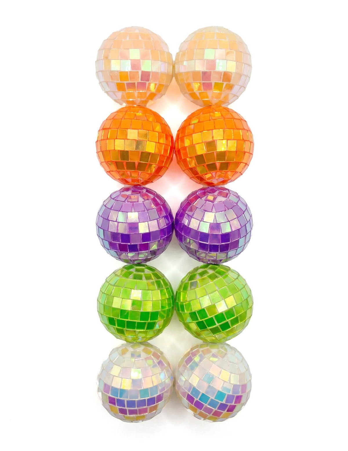 10 mini iridescentních vícebarevných diskokoulí 4 cm