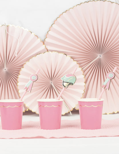 10 růžových koňských kartonových brček 20 cm jízda na koni