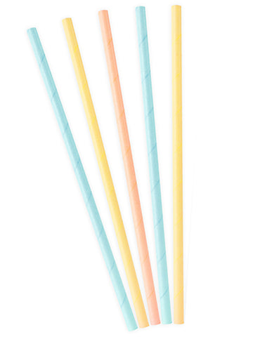 10 pastelových barevných kartonových brček 19.5 cm k narozeninám