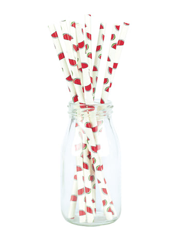 10 kartonových brček z čerstvého melounu 20 cm na koktejly