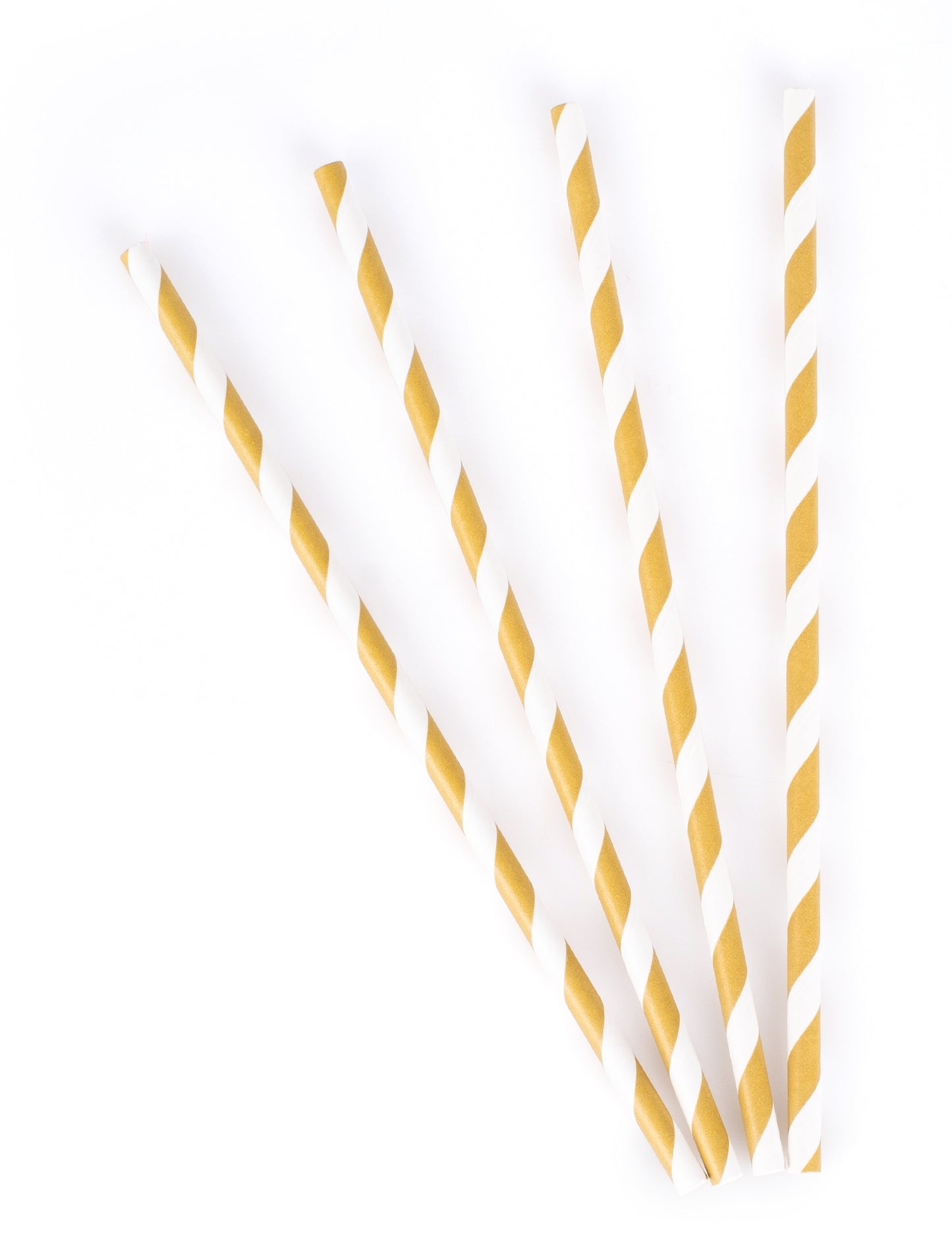 Pailles en carton rayées blanches et dorées mat