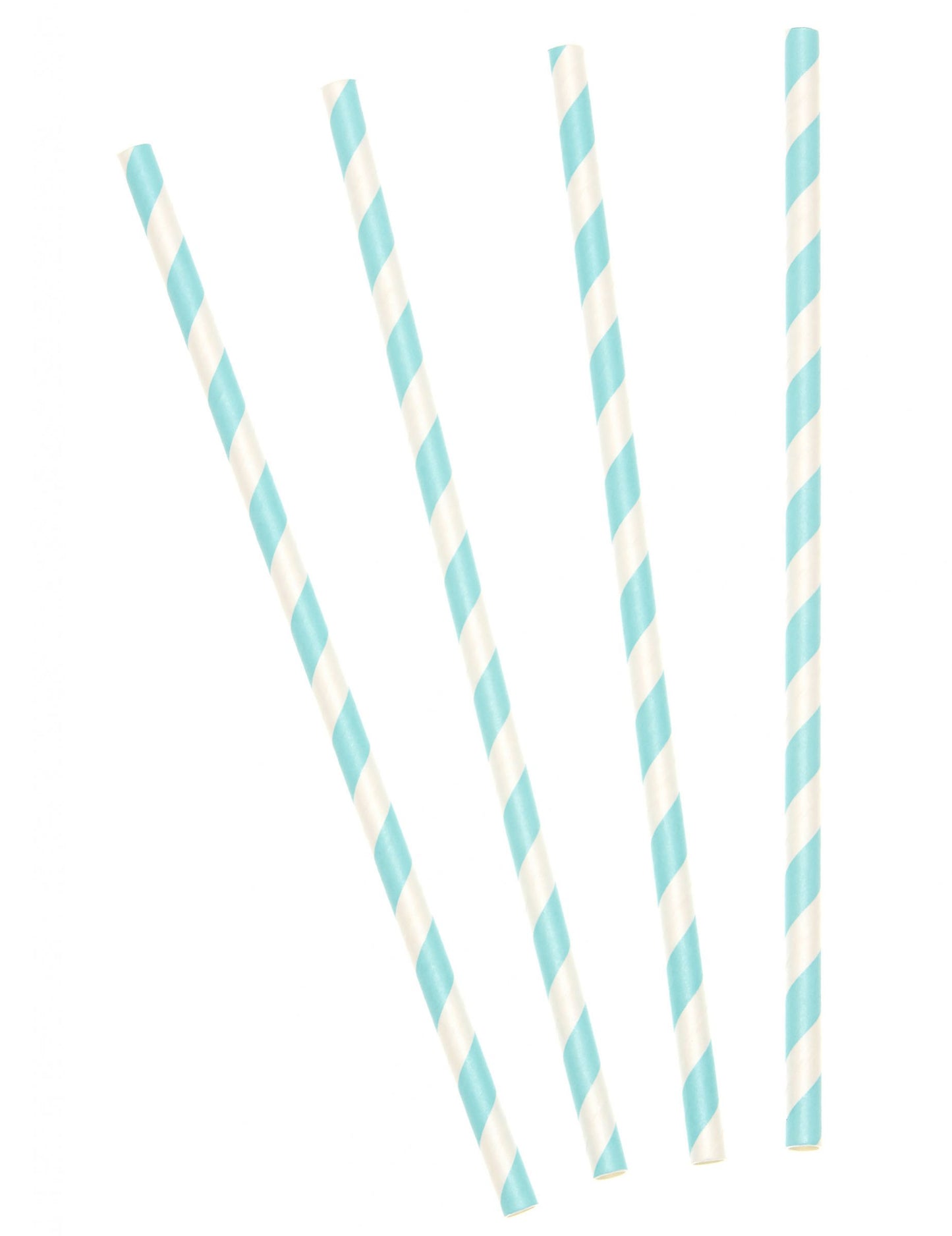 Pailles en carton rayées bleu pastel