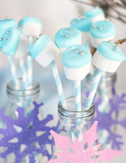 10 pastelově modrých pruhovaných kartonových brček 19,5 cm