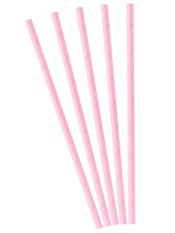 10 světle růžových kartonových brček 19,5 cm