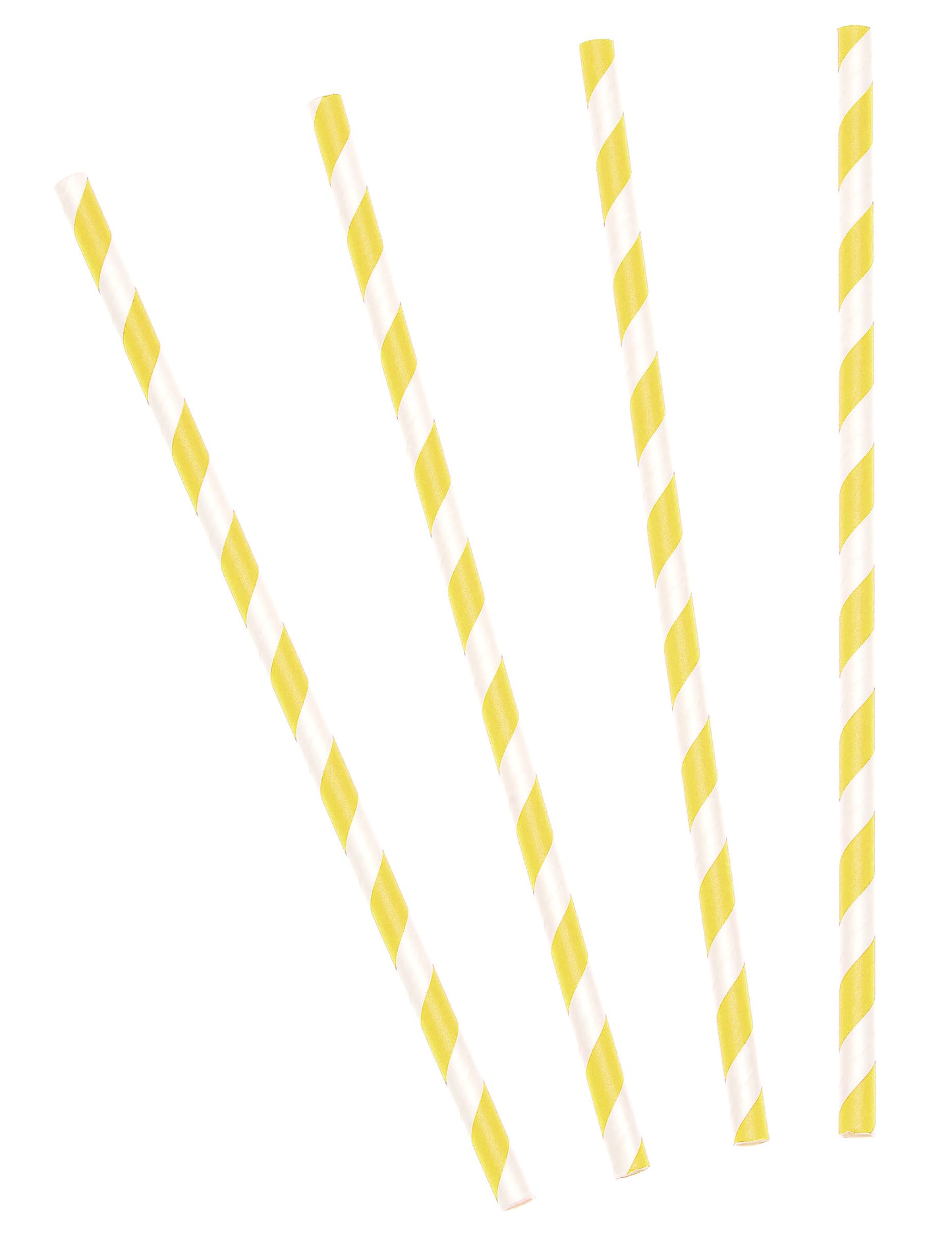10 žlutých pruhovaných kartonových brček 19.5 cm na koktejly