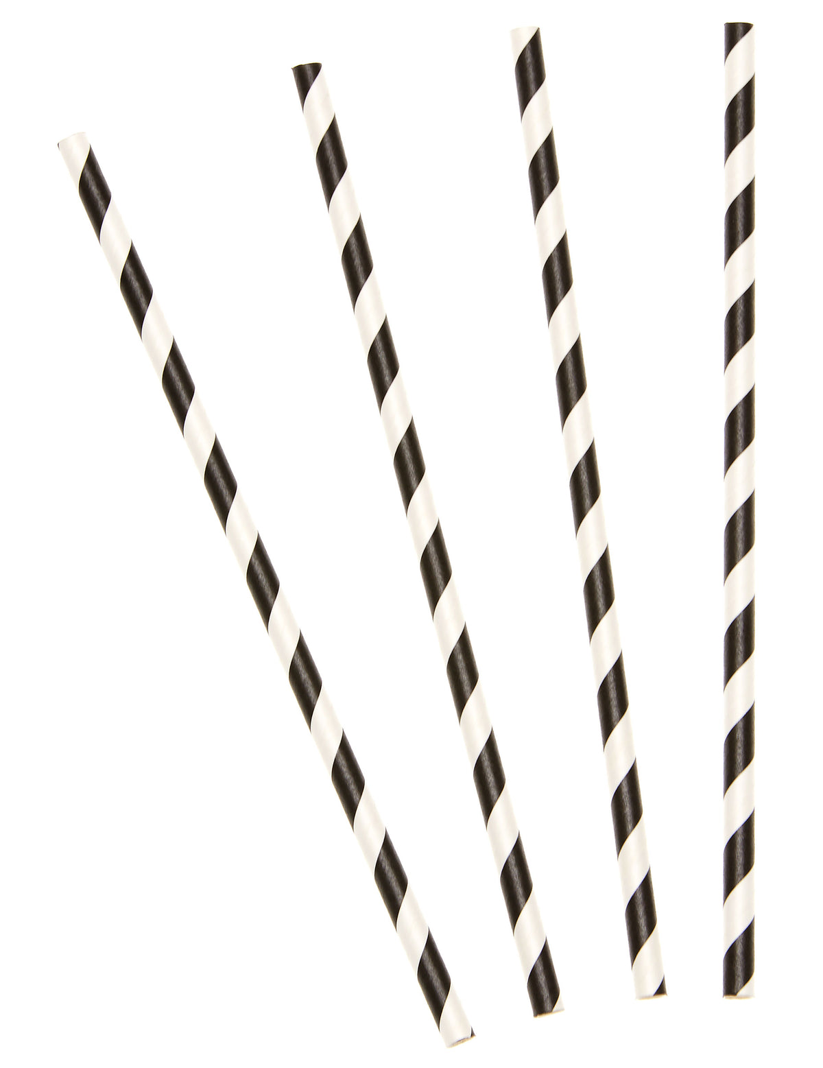 Pailles en carton rayées noires et blanches