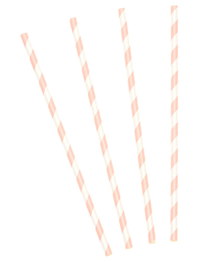 10 růžových pruhovaných papírových brček 19,5 cm na studené nápoje 