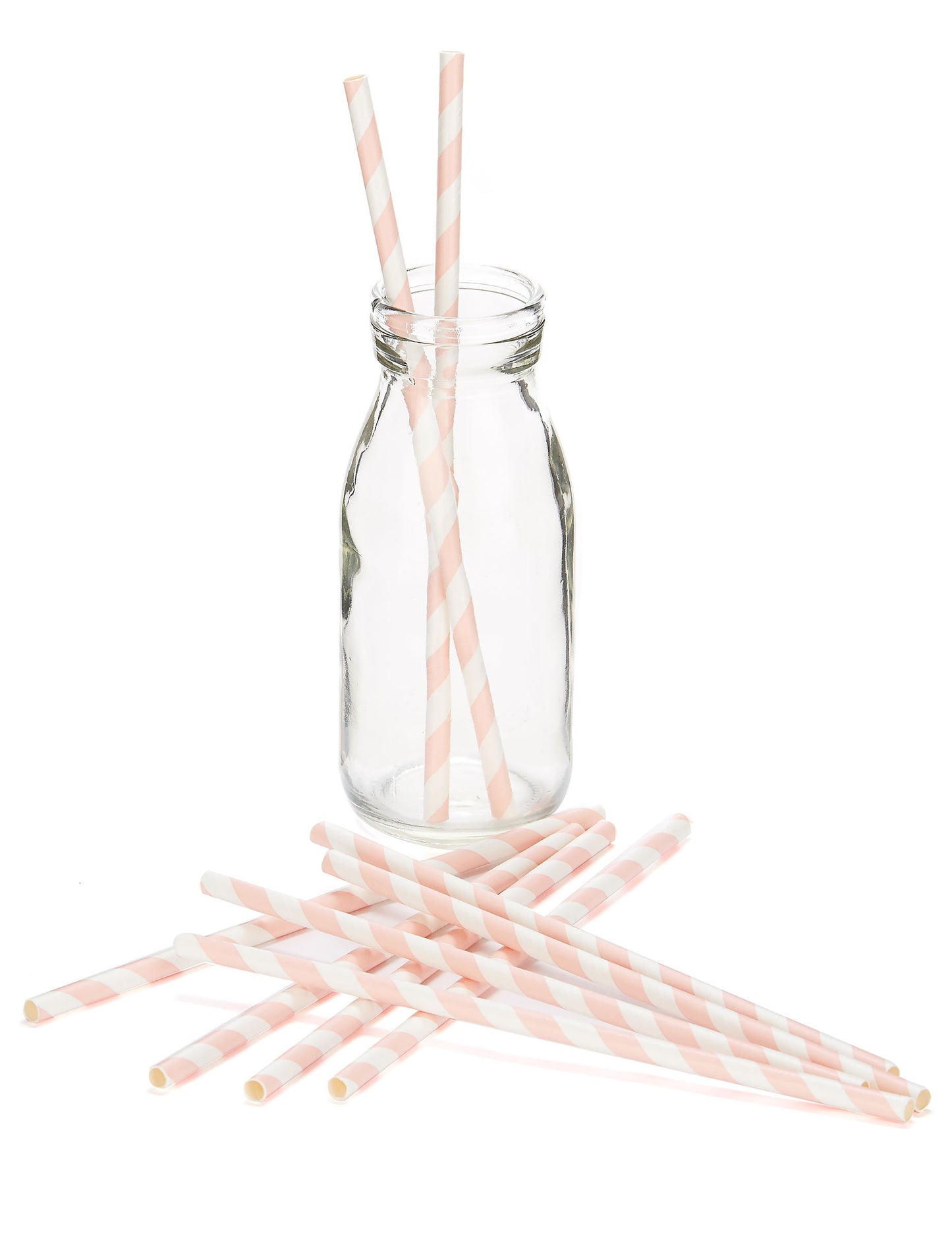 10 růžových pruhovaných papírových brček 19,5 cm na studené nápoje 