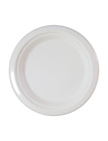 10 malých bílých plátů z třtinových vláken 18 cm kompostovatelné