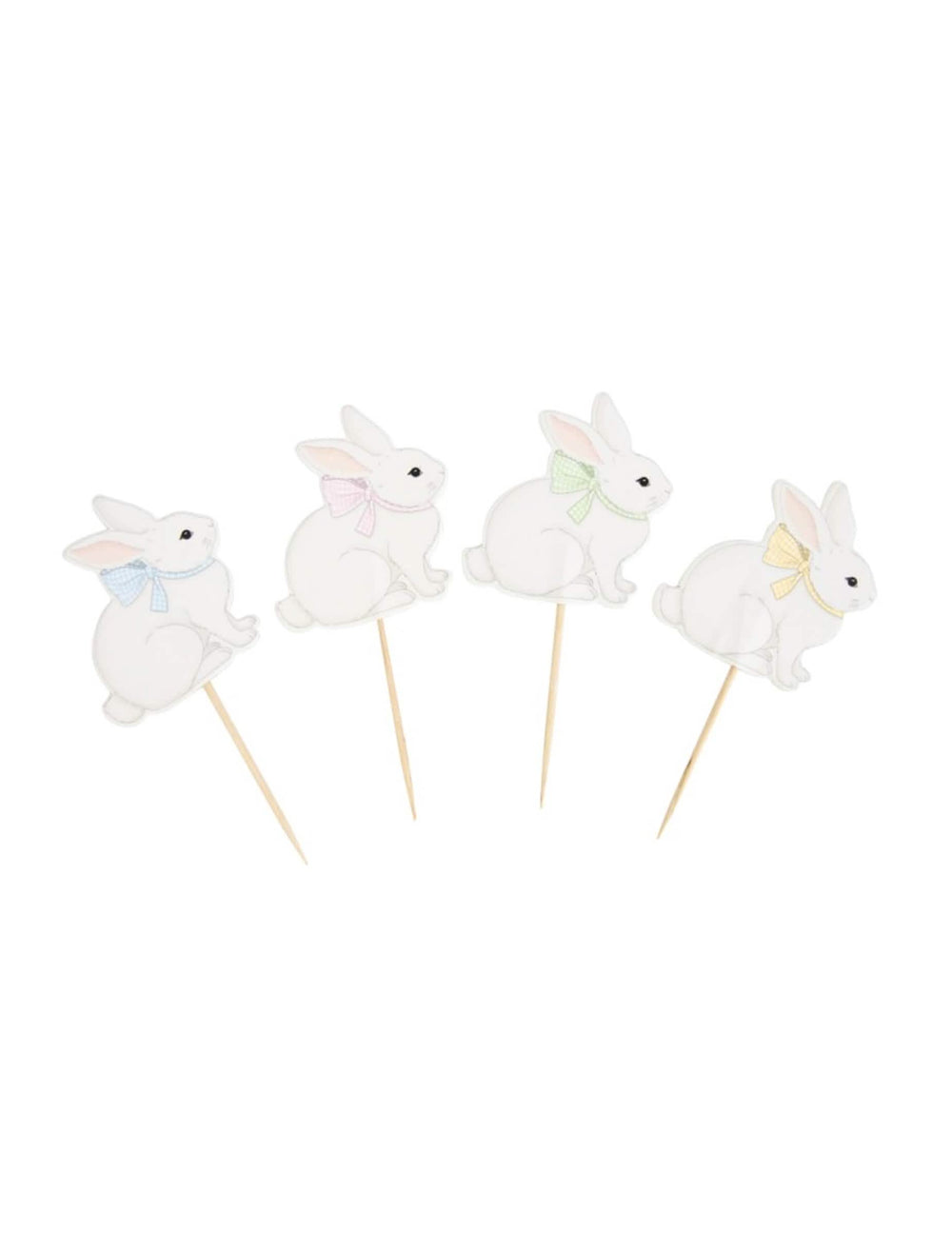 Pics à cocktail Mon Lapin pour fête blanc avec nœuds pastel