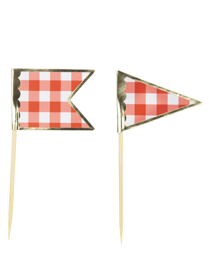 10 výběrů ginghamových koktejlů 10 cm červená a bílá