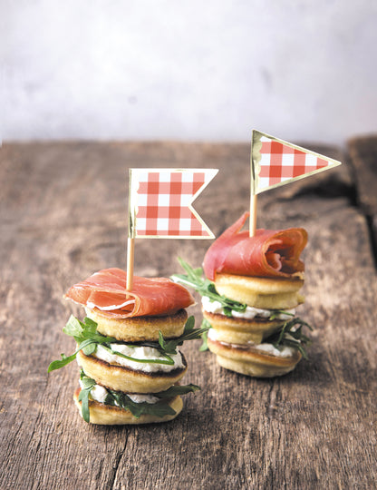 10 výběrů ginghamových koktejlů 10 cm červená a bílá