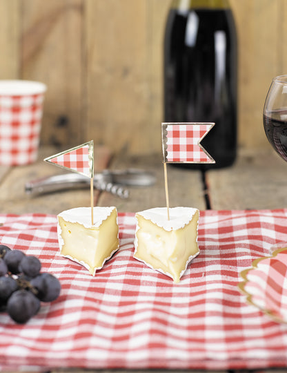 10 výběrů ginghamových koktejlů 10 cm červená a bílá