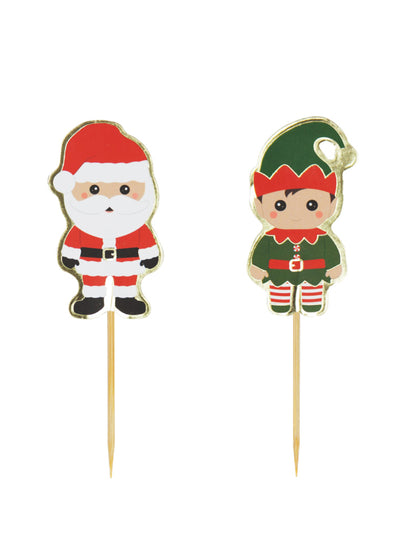 10 sladkých vánočních 10 dřevěných trsátek cm Santa a elf