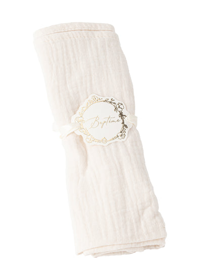 10 kroužků na křestní ubrousky ze zlatavě krémově bílého papíru