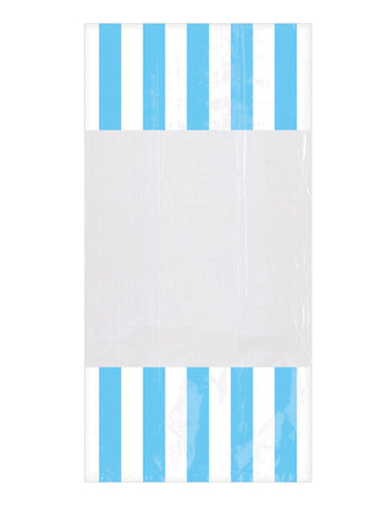 10 nebesky modrých pruhovaných plastových sáčků 25 x 13 cm s oknem