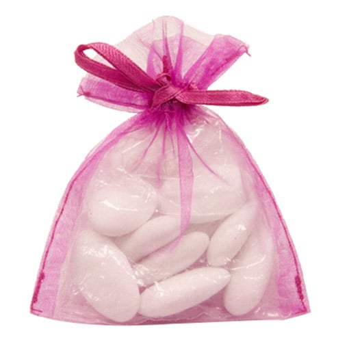 Sachets organza pour dragées fuchsia