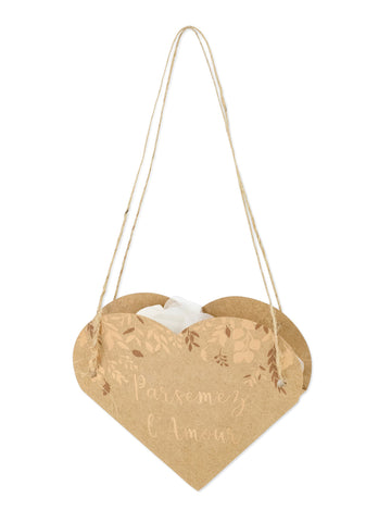 10 sáčků ve tvaru srdce z rostlin, posypané motivem lásky, kraft a bronz, 12 x 13 cm