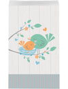 Sachets en papier Hello Baby pour bébé bleus avec motif oiseaux et nid