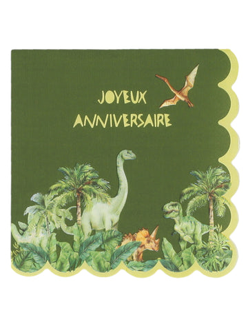 10 dinosauřích ubrousků k narozeninám 33x33 cm vroubkovaný papír