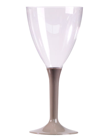 10 šedých sklenic na víno na stopce 160 ml v plastu