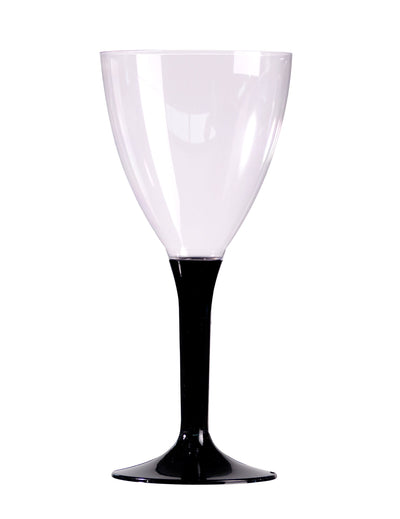 Verre à vin en plastique pour fête transparent avec pied noir