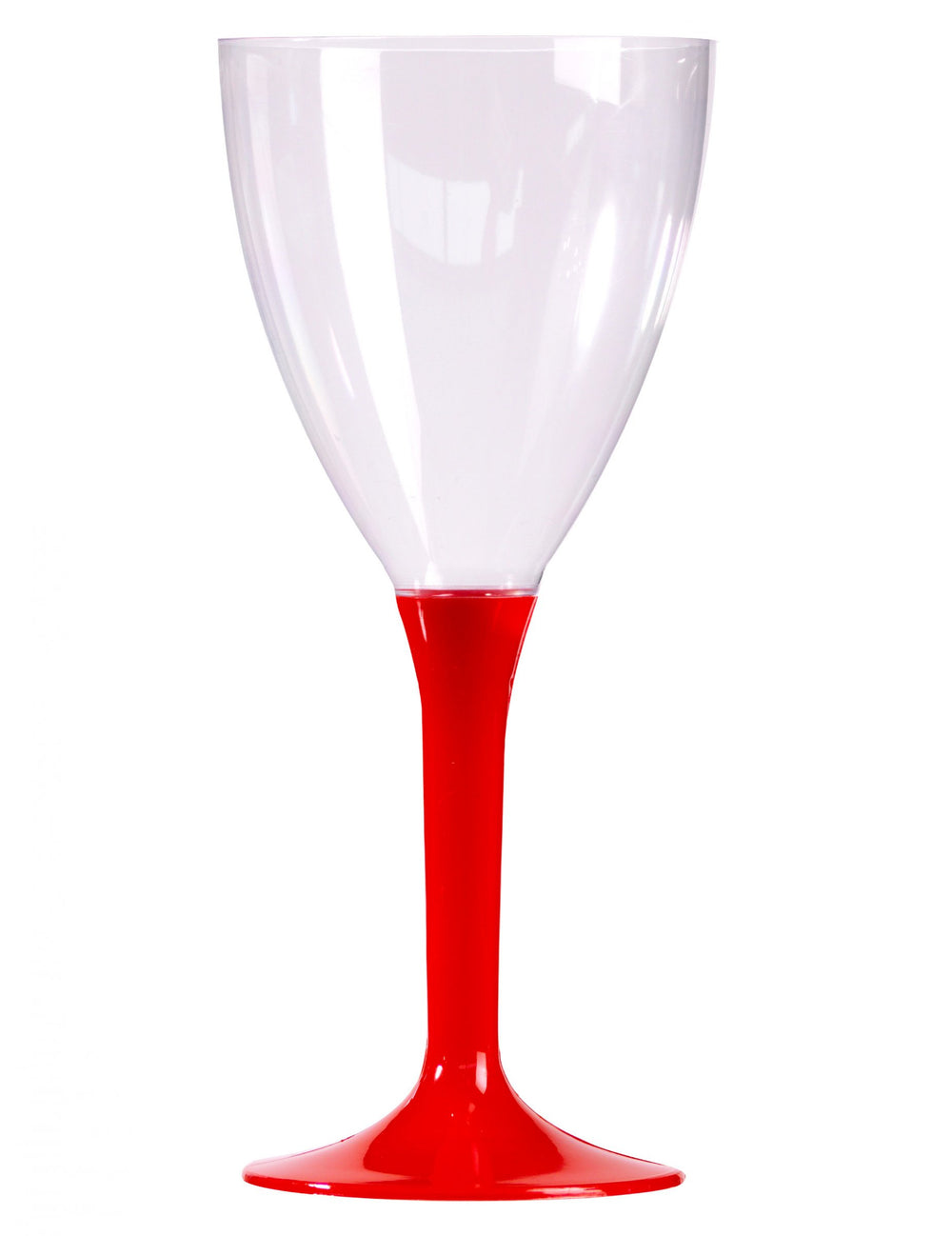 Verres à vin transparents avec pied rouge en plastique