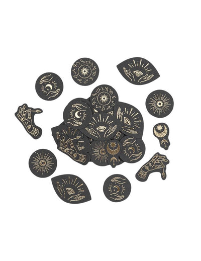 100 papírových konfet Cosmic Spirit, černé a zlaté, 1,5 až 4 cm