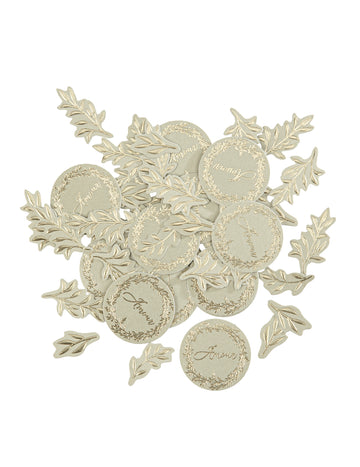 100 šalvějových zelených a zlatých papírových konfet, věčné listy