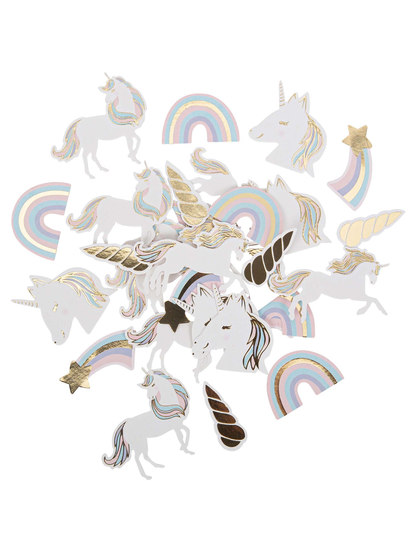 100 confettis licorne pastel et or 3,5 à 5,5 cm pour table