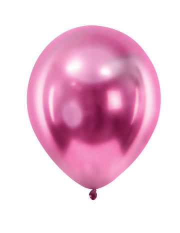 100 mini fuchsiových metalických latexových balónků 13cm na párty
