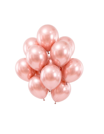 100 mini růžové zlaté metalické latexové balónky 13cm na párty