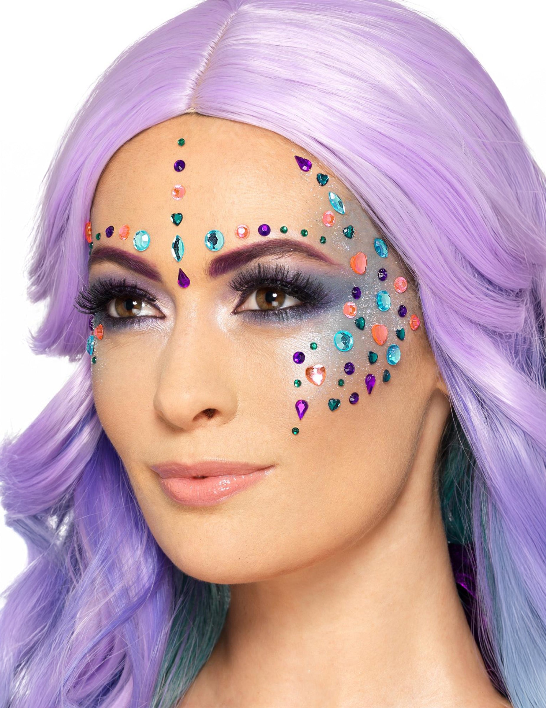 100 strass pour visages multicolores girly pour femme multicolores