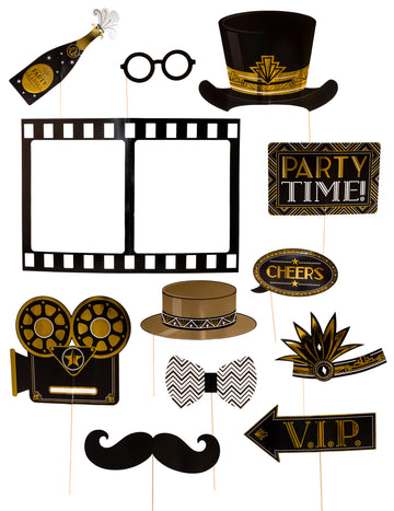 12 Hollywood 20er Jahre & Kino Photo Booth Accessoires