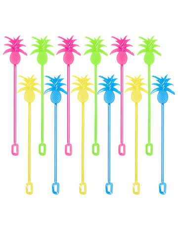 12 Agitateurs à cocktail ananas colorés