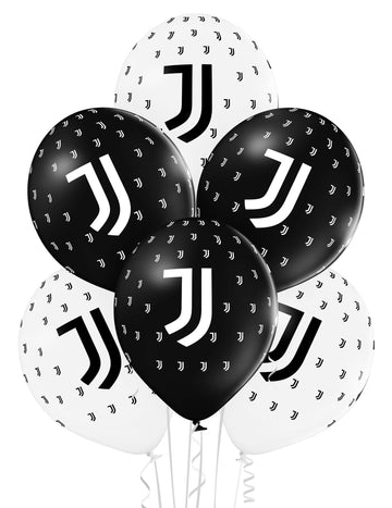 12 černobílých latexových balónků Juventus 30 cm