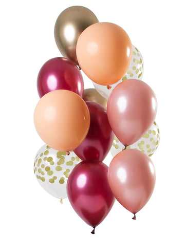 12 rubínově zlatých latexových balónků 33 cm