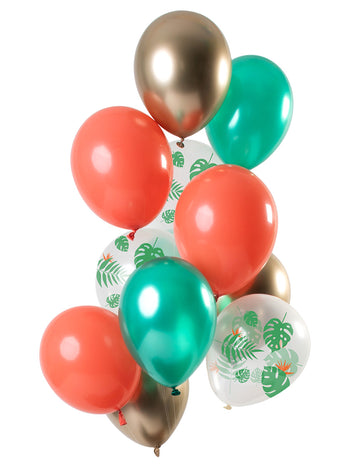 12 kovových latexových balónků s tropickým motivem 33 cm