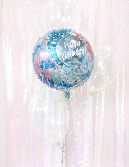 Bouquet de ballons avec motif sirène du lot de 12 ballons de baudruche transparents