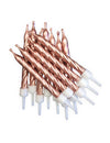 12 bougies d'anniversaire rose gold métallique avec supports