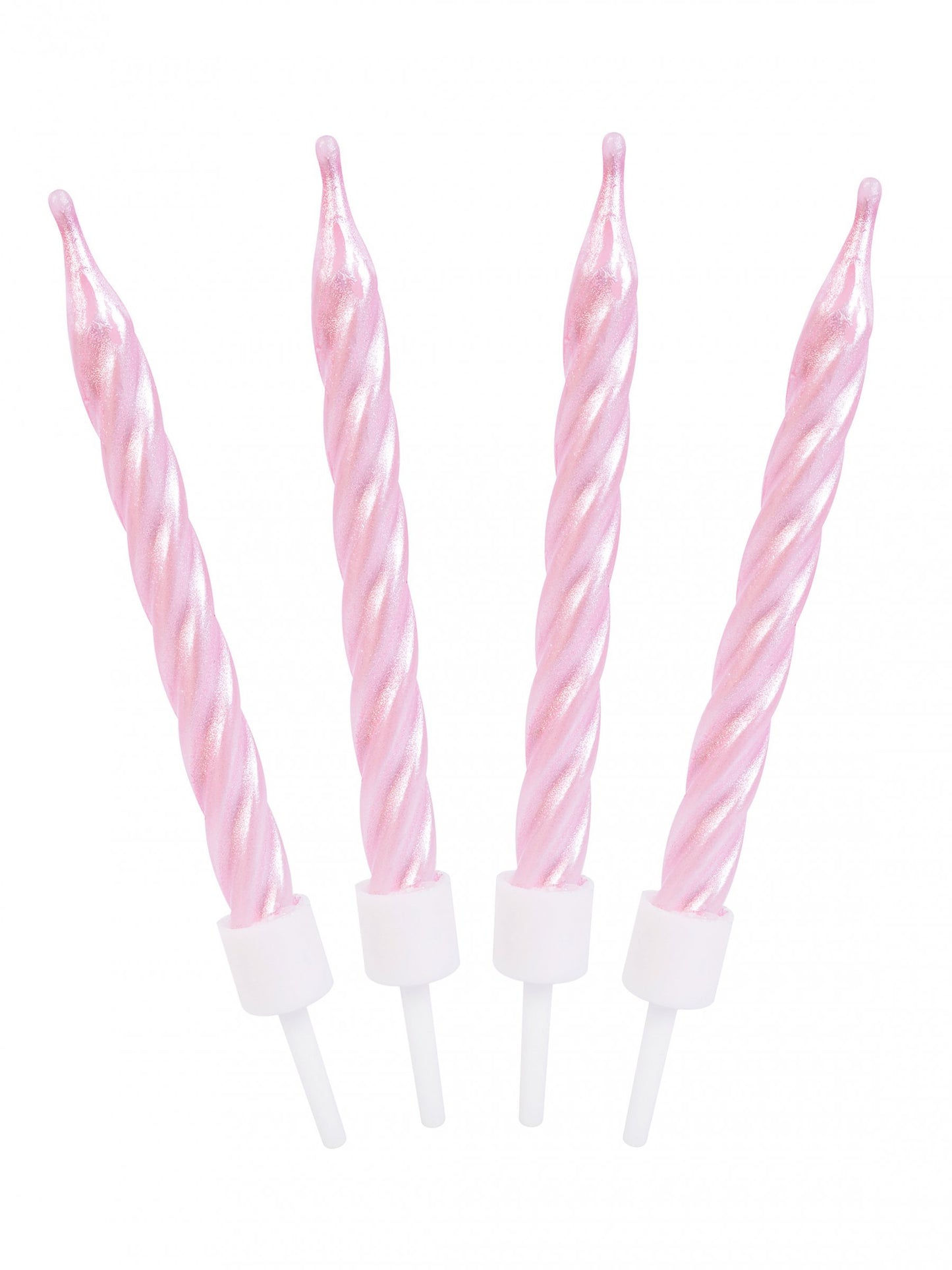 12 perleťových růžových spirálových narozeninových svíček 6 cm 