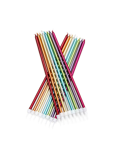 Bougies géantes pour gâteau d'anniversaire métallisées multicolores
