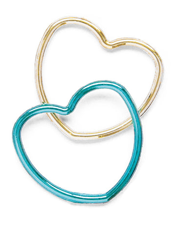 12 lesklých náramků ve tvaru srdce pro děti ve zlaté a modré barvě